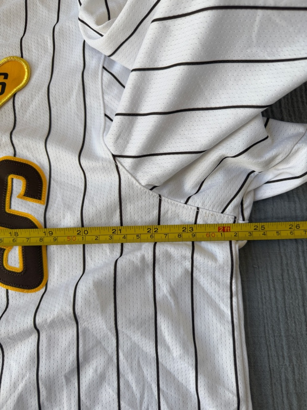 Nike Padres King #34 White Brown Pinstripe Jersey with Yellow Trim-EUC- - Picture 8 of 10